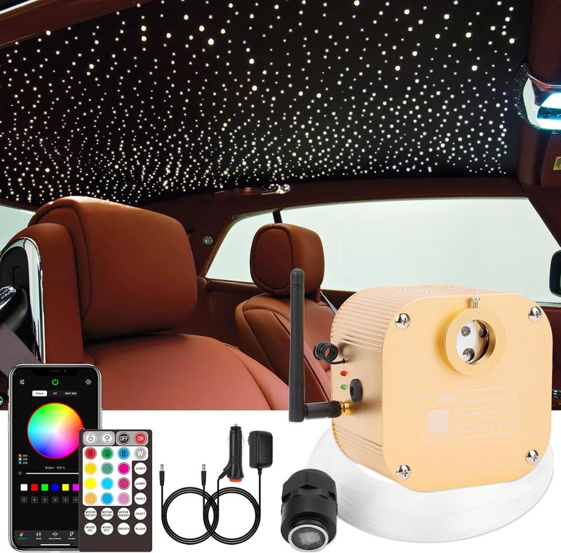 CHINLY Starlight Headliner Kit Twinkle 550pcs 13.1ft 0.02in 16w Fiber Optic Lights kit, Music Mode Bluetooth APP Control Remote, RGBW Star roof Lights for Star Headliner/Home Theater/Pool Ceiling - Image 1